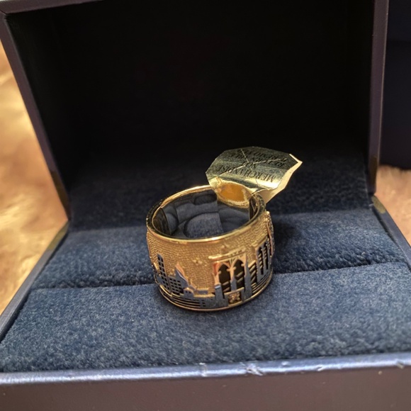 SONIA BITTON NEW YORK SKYLINE RING 14K W/3 DIAMONDS WHITE GOLD WIDE BAND SIZE 7 - Picture 4 of 11